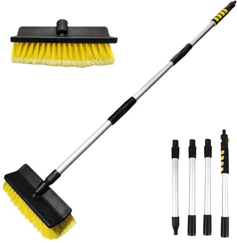 CYSINA Car Wash Brush with 65'' Long Handle, Soft Bristle Car Washing Brush with Detachable Handle and Hose Attachment for RV, Boat, Car, House Siding, Floors