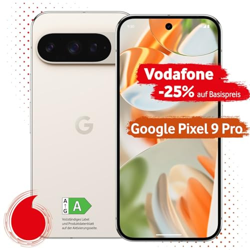 Google Pixel 9 Pro mit Vodafone Vertrag | Aktion: 25% Basispreis-Rabatt | 24 Mon. Vertragslaufzeit | in Porcelain | mit 128 GB Speicher
