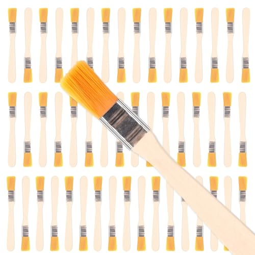 50 pinceles de pintura de cerdas de nailon, 12 mm, pequeños pinceles de pintura acrílica plana, suave y multiusos a granel, pinceles de pintura de acuarela con mango de madera para reparación del