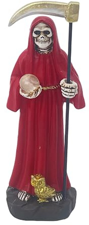 Love's Gift Holy Death Santa Muerte Religious Statue, 4 Inches Tall (Red)