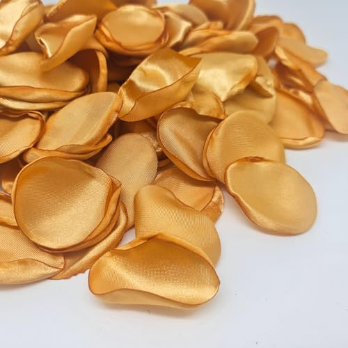 ZYOOO 200 Stück Künstliche Rosenblätter Gold,Blütenblätter Seide Stoffblätter Romantische Dekoration für Hochzeiten, Valentinstag, Babyparty,Tischdeko,Geschenkboxen dekorieren