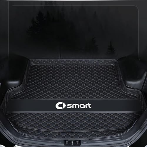QQLADY Auto Kofferraummatten für Smart #5 2024, Leder Wasserdicht Kofferraumwanne, Kratzfest kofferraumschutz Matte, Kofferraum Teppiche Interieur Zubehör,A Black