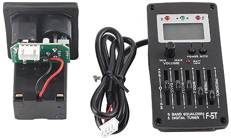 F 5T 5 Band EQ Equalizer mit Integriertem Tuner Für Akustikgitarre, Tragbares Gitarrenzubehör mit Volumensteuerung und Frequenzanpassung