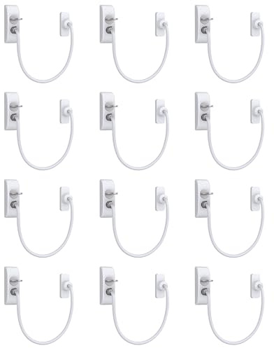 eSynic 12 Pack Window Restrictors for UPVC Ventilation and Child Safety | With 19cm/7.5-inch Long Wire, Durable & Reliable, Screws & 12 Keys Included, Easy to Fit, for Home Office Safety