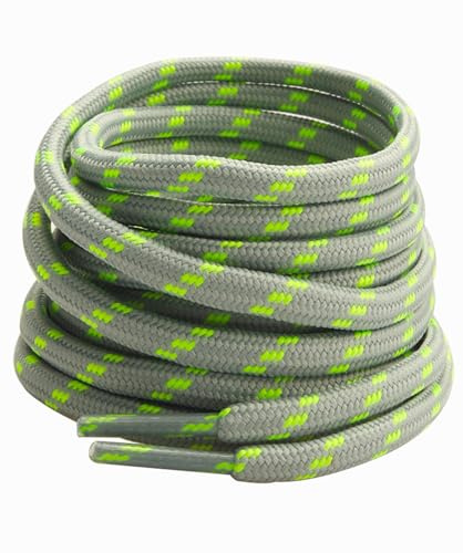 Gendewiner 1 Paio 140 cm Lunghi Grigio chiaro/Verde Lacci Spessi Rotondi Corda per Scarpe da Trekking, Calcio, Lavoro - Compatibili con Asics, Lowa, Timberland, Adidas, Converse