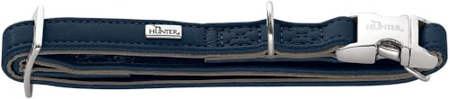 HUNTER Hundehalsung Amalfi ALU-Strong, Farbe: Marineblau, Kunstleder in Nappa-Optik, vegan, stufenlos verstellbar, mit Alu-Strong Verschluss, Made in Germany, Größe 30-45/M