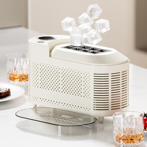 Machine à GlaçOns Portable De Comptoir – 8 GlaçOns En 10 Minutes, Compacte Et Silencieuse Pour La Maison, Le Camping, Le Camping-Car, Bureau Et Voyages En Voiture,Beige