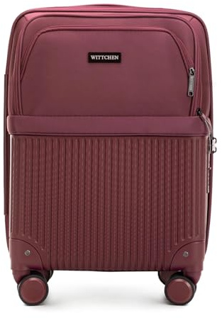 WITTCHEN AXIS | 55x37x21,5 Handgepäck Koffer Kabinentrolley | Hybrid ABS Nylon mit Laptopfach 15 Zoll TSA Zahlenschloss Teleskopgriff 360° Rollen Leicht Reisekoffer Bordgepäck | Burgund