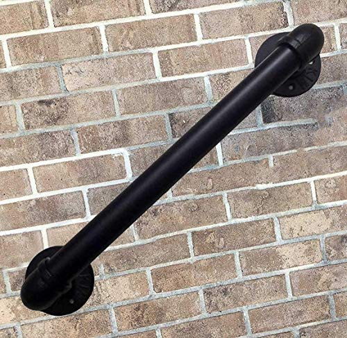 Scala industriale in metallo – 3,4 m ringhiera in ferro battuto con supporto per montaggio a parete per scale interne ed esterne, loft, portico, terrazza, facile installazione