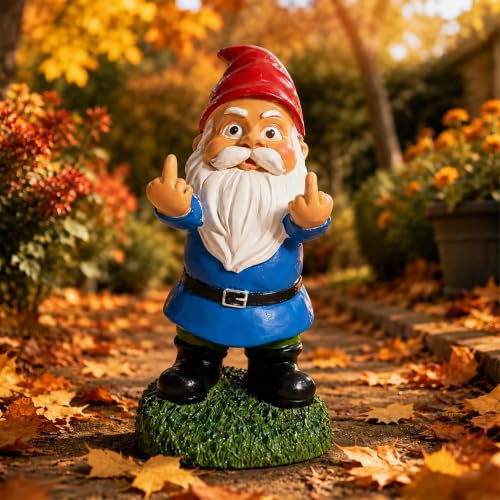 Ruiaqer Gartenzwerge, Gartenornamente für Draußen, Freche Mittelfinger-Zwerge aus Harz, Outdoor-Skulptur Deko für Rasen, Terrasse & Balkon, Lustige Gartenfiguren & Einweihungs-Gartengeschenk