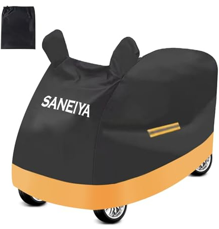 Mobility Scooter Covers for Outside Storage, 210D Oxford Dual Color Patchwork Logo Rain Cover Waterproof, with Ear Covers for Mirror Protection (142 * 66 * 119cm)