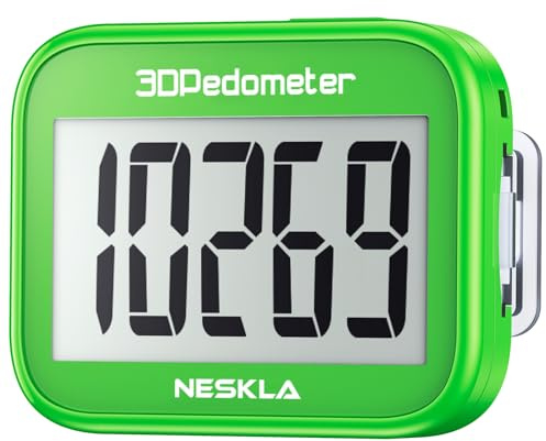NESKLA 3D Pedometer for Walking, Simple Step Counter with Large Digital Display, Step Tracker with Removable Clip Lanyard, Accurately Track Steps for Men Women Kids Adults Seniors