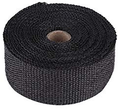 Bande Thermique Echappement Moto 5m Roll Fibre de verre Bouclage de chaleur Moto de moto Échappement Collecteur de chaleur Isolation de chaleur Fibre de verre Ruban thermique Ruban Noirs 4 ties Kit(5m