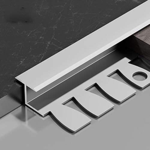 Mansfil 2 Stück Flexibles Abschlussprofil 135cm aus eloxiertem Aluminium, 8.8mm Breite – Worker Type Fliesenschiene, Treppenkantenprofil, Für alle Bodenarten(Silber,8.5mm)