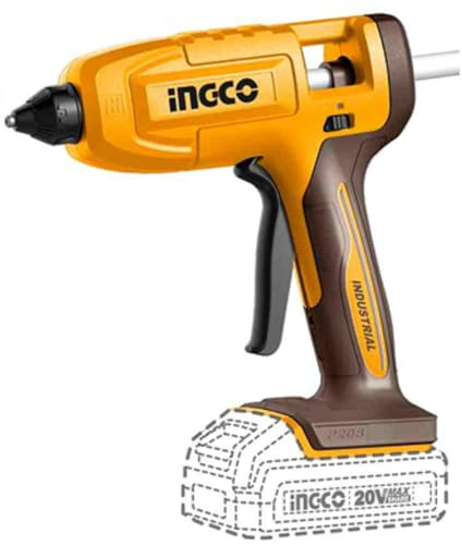 INGCO 20V Cordless Glue Gun (Body Only), with 3Pcs 150mm Glue Sticks CGGLI2003