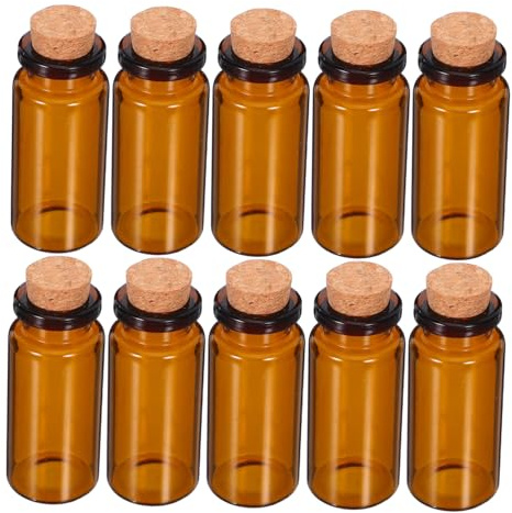 30 Stück 10ml Braune Kleiner Glasflaschen mit Korkverschluss | Glas und Holz, UV Schutz, Kompakt und Tragbar, Vintage Stil für Notfallvorräte und Geschenke