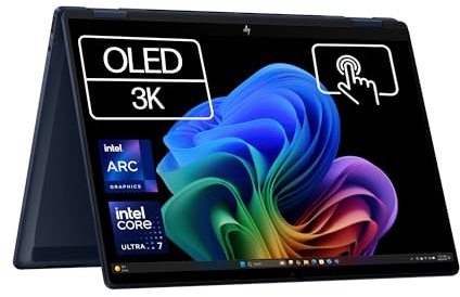 HP Omnibook X Flip - Ordenador portátil Convertible de 14 OLED 3K táctil (Intel Ultra 7-258V EVO, 32GB RAM, 1TB SSD, Intel ARC Graphics, Windows 11, WiFi 7) Silver- Teclado QWERTY Español