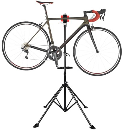 Support de montage professionnel pour vélo - Pliable et réglable en hauteur - Pivotant - Charge maximale : 50 kg - Porte-outils magnétique - Support de montage à quatre pieds - Stable - Avec support