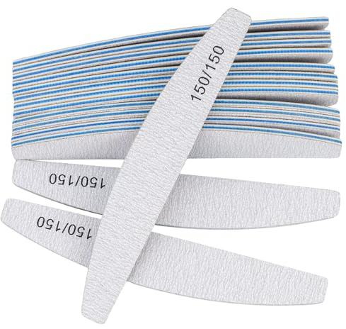 12 stycken dubbelsidiga slipbrädor nagelfilar, nagelstylingverktyg, tvättbar nagelfilsats, nagelpolering, för hem, salong och husdjur (blå 150/150)