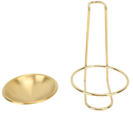 Porta mestolo verticale, supporto per utensili da in acciaio inox, porta mestolo salvaspazio per , supporto per cucchiaio da zuppa di facile accesso con 2 piatti per pentola calda (D'oro con 1