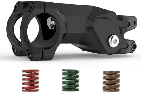 CashMuch Attacco manubrio per bicicletta, ammortizzante per forcella anteriore da 28,6 mm e manubrio da 31,8 mm, lunghezza 140 mm, corsa 30 mm, 3 molle, nero
