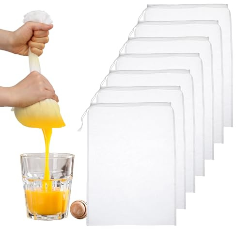 Nogeqi 6 Stück passiertuch, 20x16cm nussmilchbeutel, Nylon Feinmaschiges käsetuch Filterbeutel für hausgemachten Käse, Obstsaft und Gemüsesaft Waschbar und Wiederverwendbar