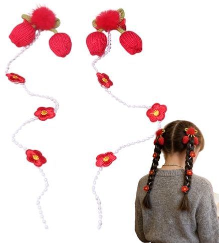 Fermaglio per treccia, perline e fiori, fermaglio a catena per treccia, per uscita metropolitana da viaggio, travestimento per ragazze adolescenti e donne