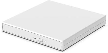 Gishbjka unità Dvd Esterna Professionale Slim USB 2.0, Bassa Rumorosità, Masterizzatore Lettore Dvd VCD CD RW, Bianca.