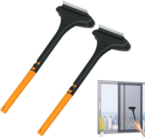 2 Pezzi Spazzola Per La Pulizia Delle Zanzariere, Spazzola per Pulire Griglie Di Finestre, Pulisci Zanzariere Con Squeegee, Multifunzionale Pulire Zanzarieres Attrezzo per Zanzariera Divano Parete
