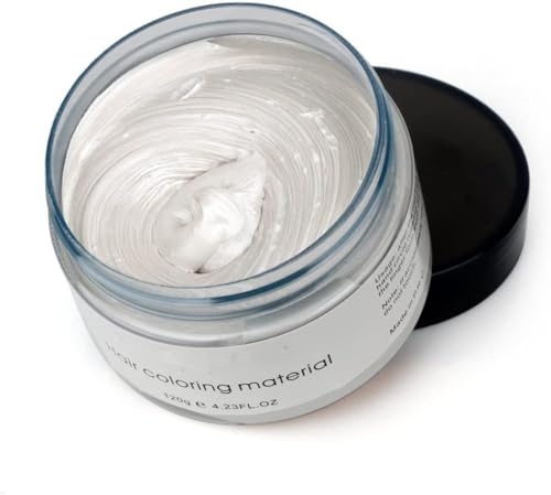 Weiße Frisur Creme Instant Haarwachs Haar Pomaden Lang anhaltende natürliche weiße Matte Frisur Wachs 4,23 Unzen für Männer und Frauen für Party, Cosplay, Nachtclub, Masquerade,Halloween (White Color)