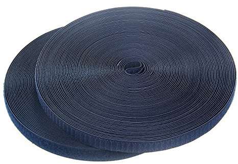 TUKA 25m x 20mm Klettband zum aufnähen, Rückseite Nicht selbstklebend, 25 meter Flausch & 25m Hakenband, 20mm breit Klettverschluss, Extra Stark Haftkraft Flausch & Haken, Marine Blau TKB5004 navy
