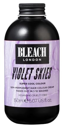 Bleach London Violet Skies Colour - Semi-Permanent Hair Colour, Bright True Pink, Vegan, Cruelty Free, Vibrant Temporary Hair Colour Cream, 150 ml