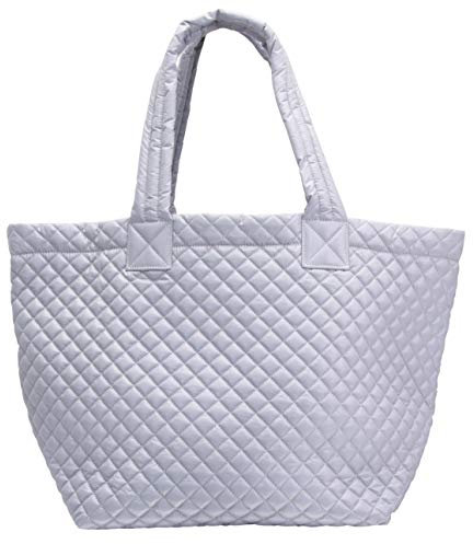ClaraNY Bequeme, leichte, gesteppte Tragetasche mit Tasche, wasserabweisend, hellgrau.