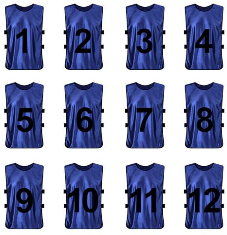 TopTie 12er-Set Trainingswesten Sport Trikot Leibchen Markierungshemd für Fußball, Basketballtraining