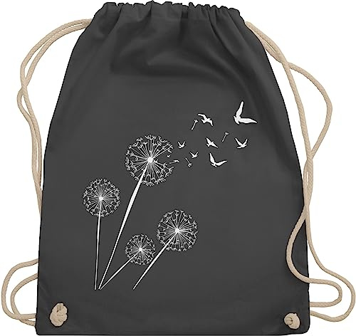 Turnbeutel Rucksack - Sprüche Statement - Pusteblume Löwenzahn - Unisize - Dunkelgrau - beutel mama mit aufschrift vögel stoffbeutel sportbeutel aus stoff bedruckt statements blume beuteltasche