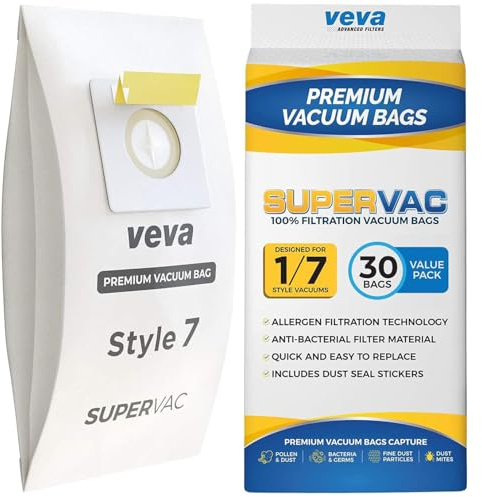 30 Pack Style 7 Vacuum Bags for Bissell Upright Vacuum Cleaner, Premium SuperVac Vacuum Bags Part # 32120