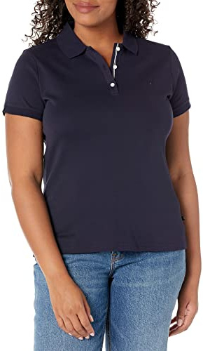 Nautica Women's 3-Button Short Sleeve Breathable 100% Cotton Polo Shirt