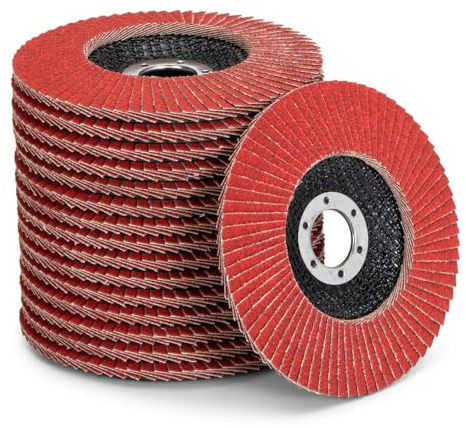Hochleistungs-Keramikfächerscheibe │ rot │10 Stück │ Ø 125 mm │ Korn 40 │ selbst-schärfendes Keramikkorn │ Schleifscheiben │ Lamellenscheiben