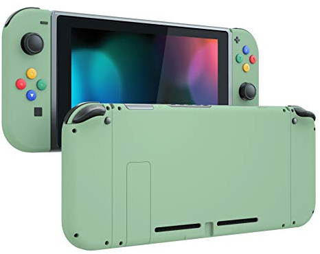 eXtremeRate DIY Replacement Shell Buttons for Nintendo Switch, Matcha Green Back Plate for Switch Console, Housing Case with Colorful Buttons for Joycon Handheld Controller [Only Shell, NO Console]