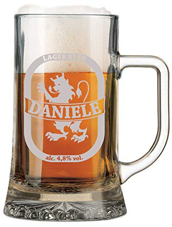 Colorfamily Boccale da Birra con Incisione Personalizzabile Compleanno - Best Lager Beer - personalizza con Nome - Bicchiere in Vetro 50 cl