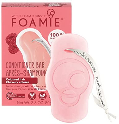 Foamie Après Shampoing solide pour cheveux colorés à l'huile de framboise qui apporte d'éclat - Après shampoing cheveux colorés sans sulfates vegan 80g