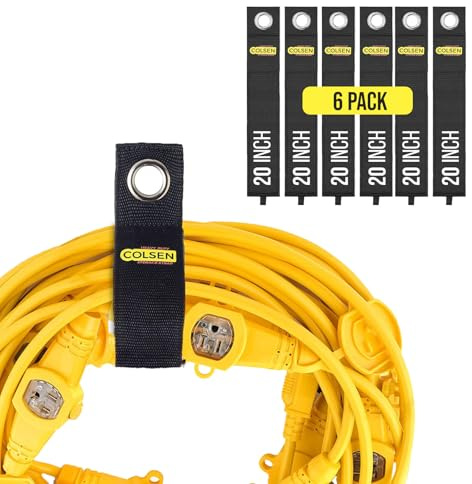 COLSEN Storage Strap – 20 inch large Heavy Duty Garage Organization Cable Keeper Wire Holder Outdoor rope strap Hose Hanger for extension cords RV Organizers Garden Anchor Marine Workshop (6Pack)