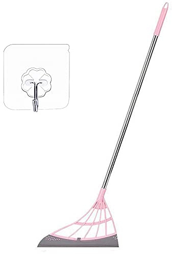 Multifunzione Magic Broom Wipe Squeeze Mop in silicone: spazzatrice leggera per tappeti, spazzatrice 4 in 1, spatola/scopa/raccoglitore di capelli/detergente per pavimenti (Rosa)