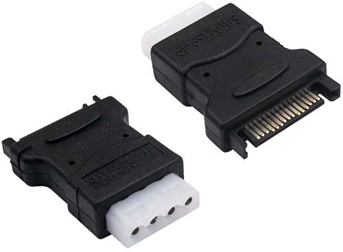 Duttek Molex to Sata Power Adapter, 4 Pin Female IDE Molex to Sata 15 Pin Male Adapter Converter for PC Power Cables Connecting Hard Disk Drive HHD/SSD/DVD RW, 2 Pack