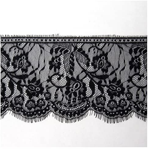 xingmo Spitzenband mit Blumenmuster, bestickt, Tüll, Spitzenborte, zum Nähen, für Kleidung, Kleid, Breite 15 cm Schwarz