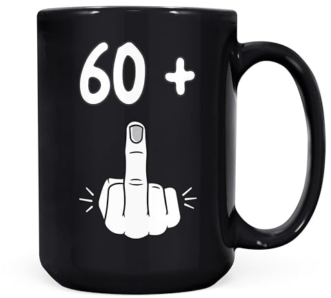 Mug Monster - Tazza per 61° compleanno, Sono 60 + 1, Regalo per 61 anni, Tazza originale - Bicchiere/Tazza di caffè in ceramica, Regalo per uomo o donna, Disponibile extra grande e gigante, 444 ml