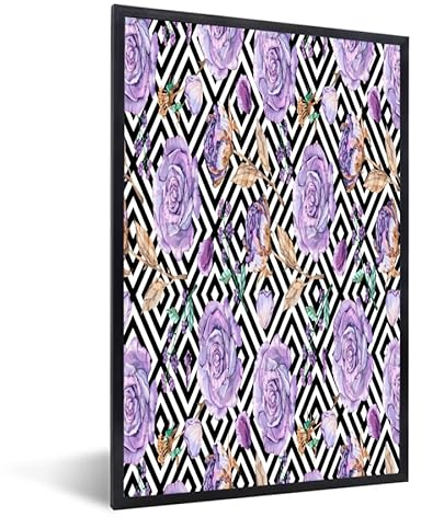 MuchoWow Poster Bilder Wanddeko Deko Wohnzimmer 80x120 cm Blumen - Flieder - Rosen