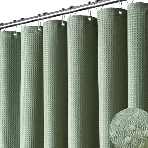 Dynamene Extra lång våffelduschdraperi 256 GSM tyg 183 cm x 213 cm salviagrön