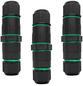 Waterproof Junction Box Outdoor Cable Connectors, 3PCS IP68 Connector External Sleeve Coupler, 2-Way Outdoor Extension Electrical Cable Protector for Home, Garden (3Pins/3-7mm)