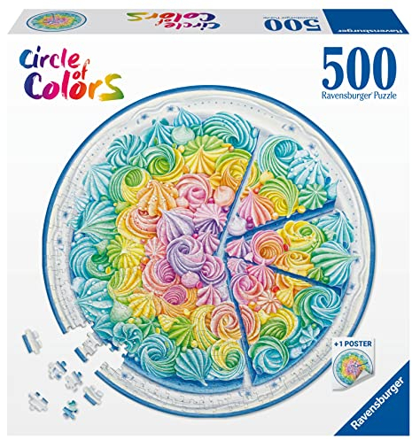 Ravensburger - Puzzle Circolare Rainbow cake, Collezione Circle of Colors 500 Pezzi, Idea regalo, per Lei o Lui, Puzzle Adulti
